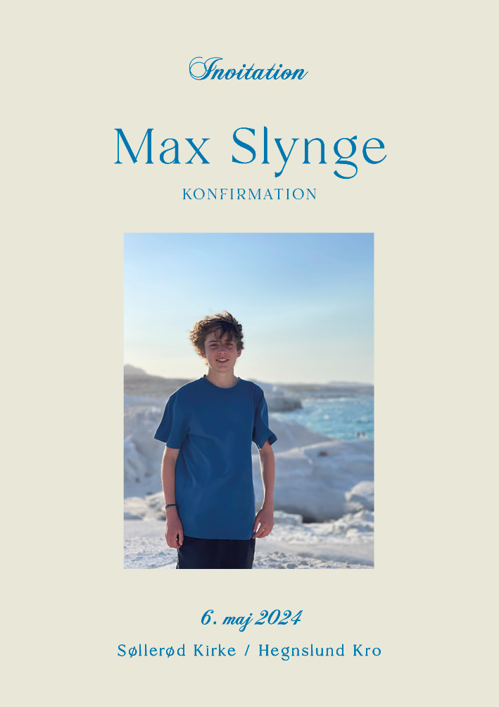 Invitationer - Max Slynge Konfirmation
